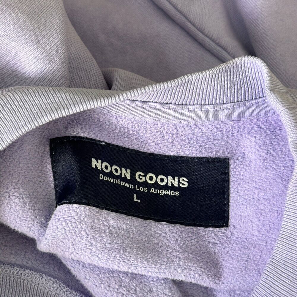 Noon Goons Sweater Men Large Logo Fleece Pullover Sweatshirt Streetwear Lavender - Picture 9 of 14